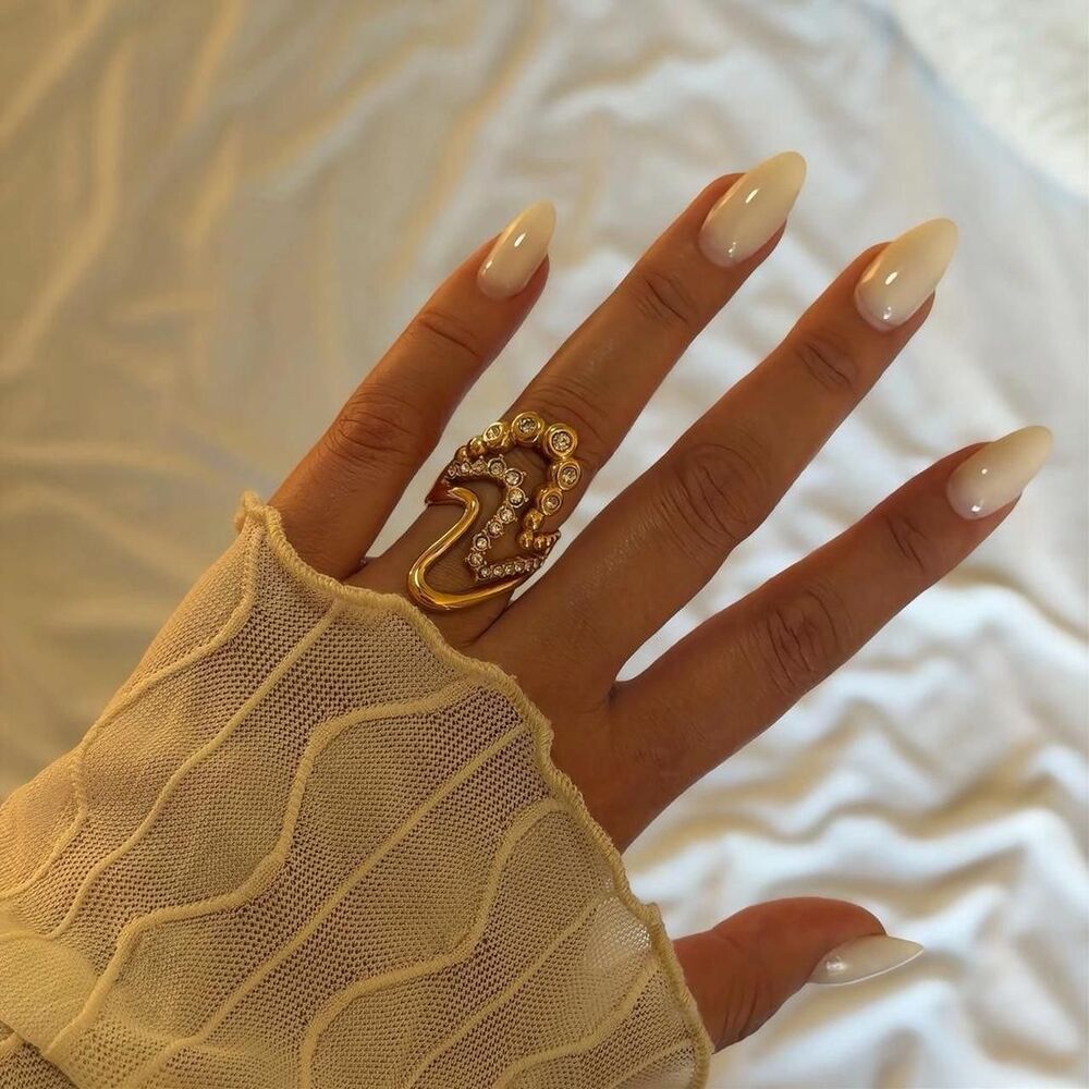 Vintage Style 18K Gold Plated Zircon Sculptural Statement Ring
